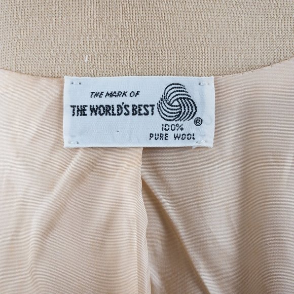 Vintage S/M Wool Knit Princess Overcoat Cream Tan - Picture 8 of 11